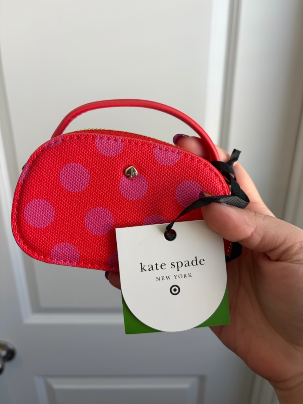 Kate Spade x Target Red & Pink Polka Dot Mini Wristlet (Purse Charm)